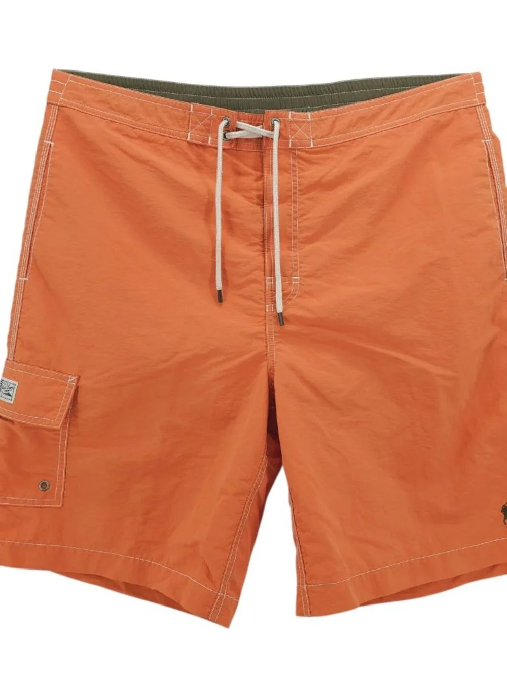 POLO RALPH LAUREN Swim Trunks Orange Green Pony Lined 100% Nylon Size XL